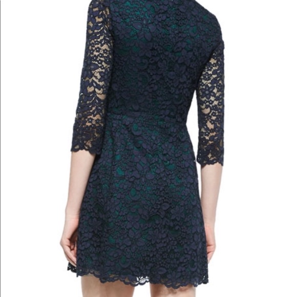 Tory Burch Navy Green Lace Dress - Picture 4 of 7
